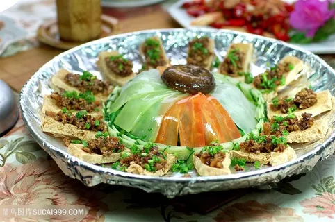 富贵红花豆腐中华美食摄影图 富贵红花豆腐中华美食摄影图