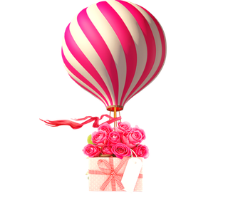 热气球卡通情人节