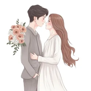 520情人节情侣拥抱花人物免抠