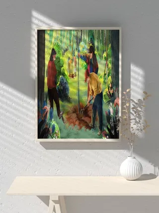 绿色创意公益植树节卡通312保护环境宣传插画