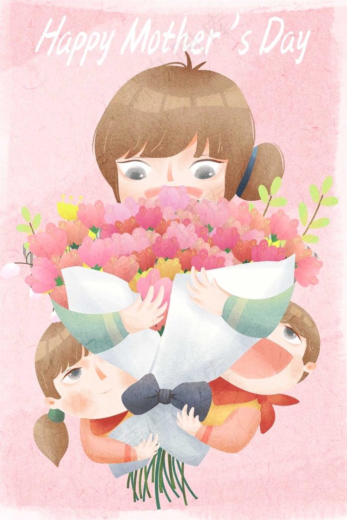 母亲节插画  psd模版下载