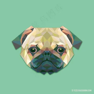 时尚矢量狗头插画