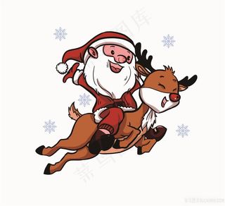 卡通圣诞老人和麋鹿