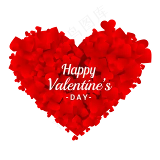 红色七夕节英文爱心图片png免抠