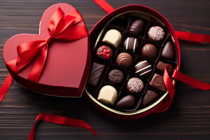 情人巧克力礼盒浪漫摄影图(4032x2688)