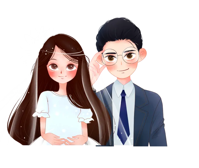 婚纱卡通人物婚礼白纱结婚婚纱摄影手绘