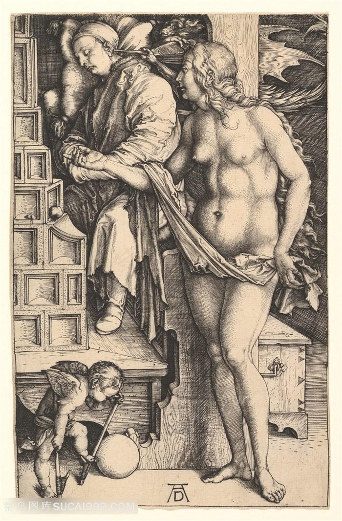 丢勒手绘裸体美女妇女插画