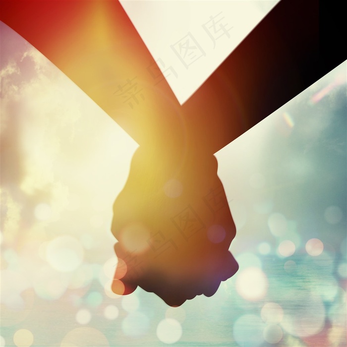 手拉手剪影图案