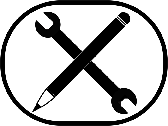 书写笔扳手剪影黑色