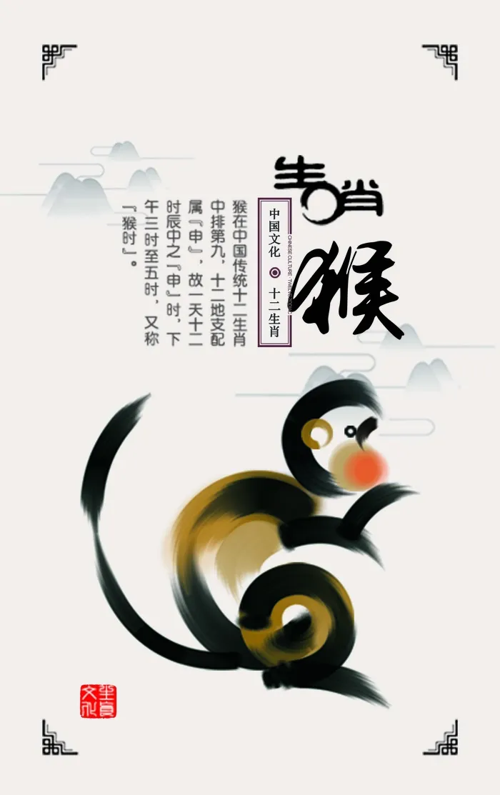 十二生肖申猴psd模版下载