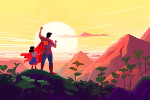 超人爸爸和孩子背景