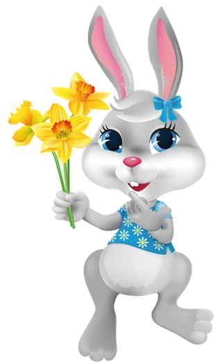 小兔子送花兔年