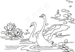 手绘线条鹅