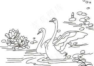 手绘线条鹅