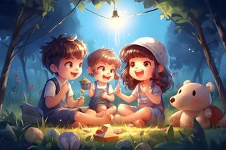 儿童孩子冒险聚会玩耍插画海报素材背景