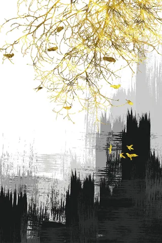 北欧风格金色客厅现代抽象装饰画