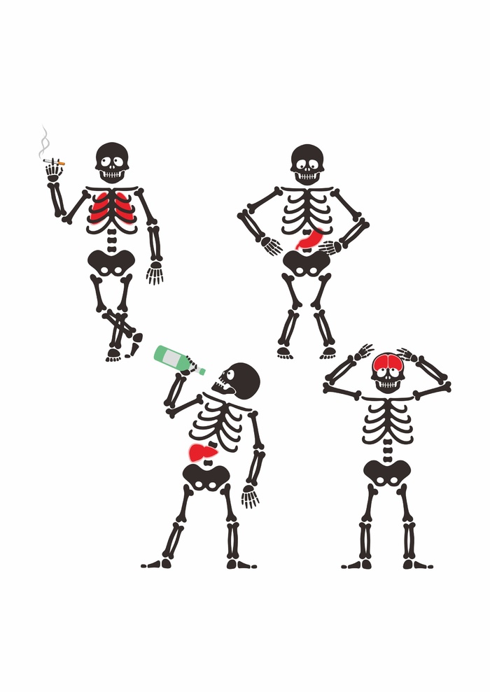 骷髅宣传抽烟伤肺伤肾喝酒伤肝伤脑