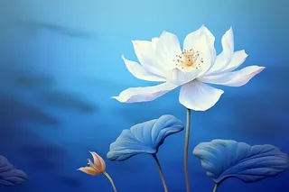 蓝色简约大气荷花意境背景