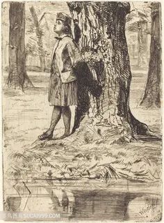 惠斯勒素描大树男士装饰画 惠斯勒素描大树男士装饰画