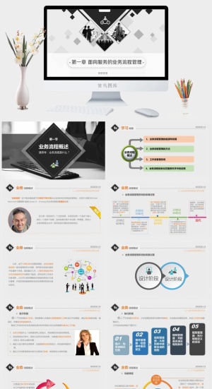 矩形艺术创意排版业务流程管理商务培训ppt模板