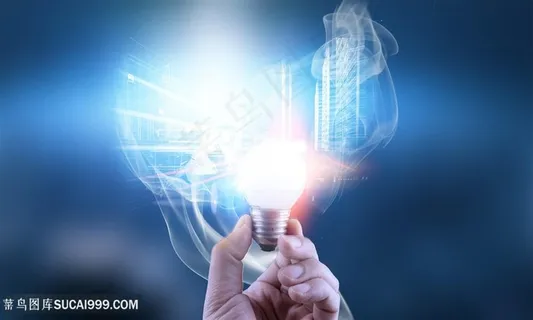 手拿发光灯泡科技图片