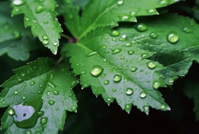 露珠绿叶摄影背景