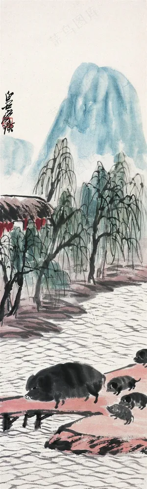 齐白石树山国画图片 齐白石树山国画图片