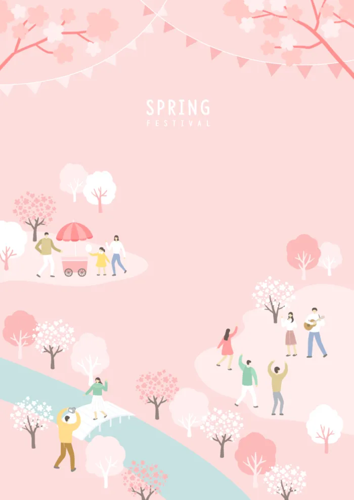 春天插画psd模版下载