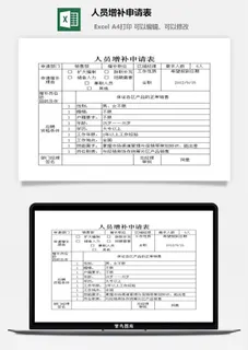 人员增补申请表excel模板