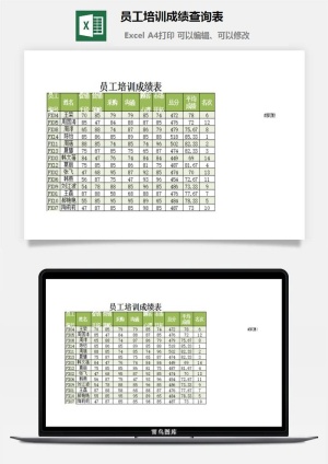 员工培训成绩查询表excel模板