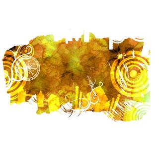 橙色唯美浪漫梦幻风水墨花插画插图名片海报背景图片素材