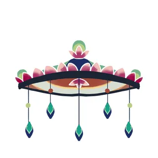 复古中国风国潮敦煌花纹花草插画手绘装饰小元素PSD素材