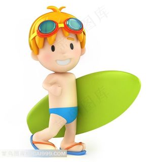 穿泳装的3D儿童高清图片