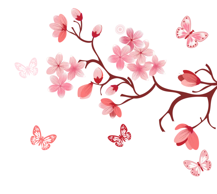 春天浪漫粉红色樱花手绘樱花梅花桃花花朵图片PNG免扣素材
