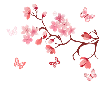 春天浪漫粉红色樱花手绘樱花梅花桃花花朵图片PNG免扣素材