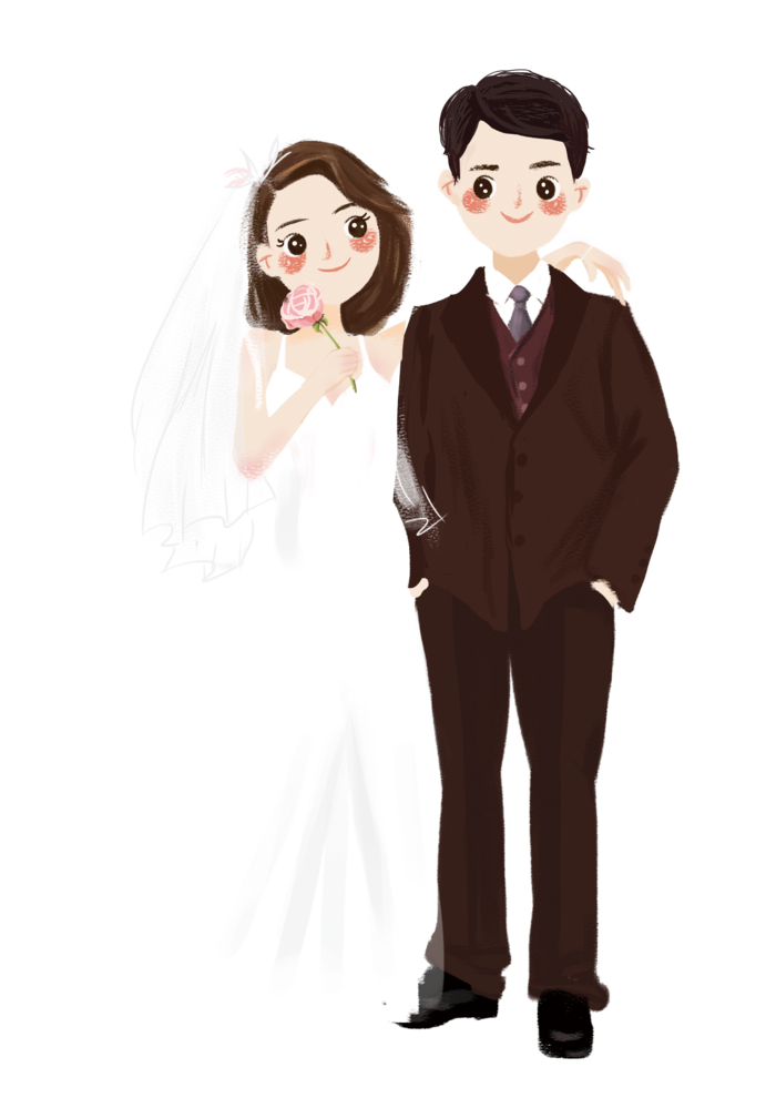 婚纱卡通人物婚礼白纱结婚婚纱摄影手绘