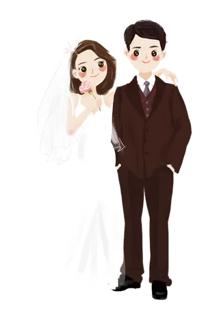 婚纱卡通人物婚礼白纱结婚婚纱摄影手绘