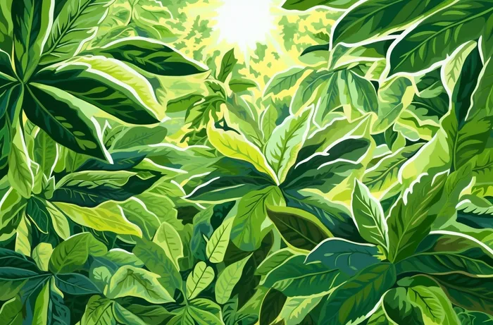 树上的茂密绿叶插画(4080x2688)