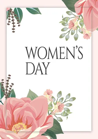手绘花卉妇女节贺卡