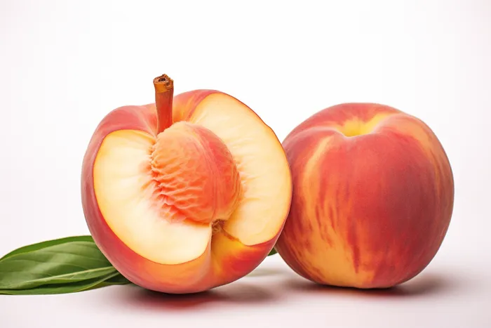 a couple of peaches sitting next to each other, an illustration of by Federico Zuccari, shutterstock, renaissance, peaches, a human-like juicy peach, peach (4032x2688)