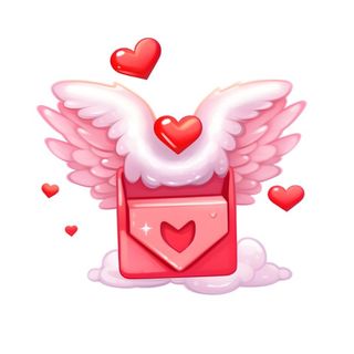 爱心白云信封情人节免抠