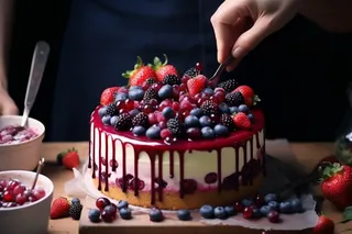 浆果蛋糕蓝莓草莓树莓摄影图