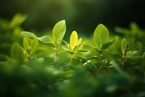 在田野中的绿叶的特写摄影图壁纸