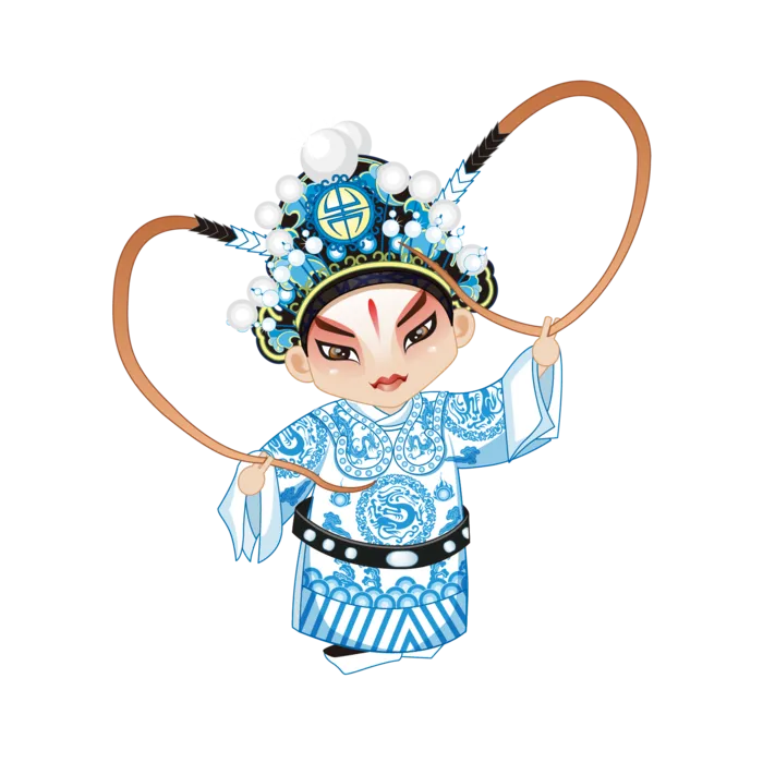 卡通京剧戏剧人物脸谱插画PNG图片 国潮中国风Q版戏剧人物PS素材