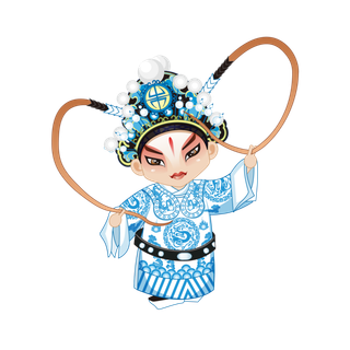 卡通京剧戏剧人物脸谱插画PNG图片 国潮中国风Q版戏剧人物PS素材