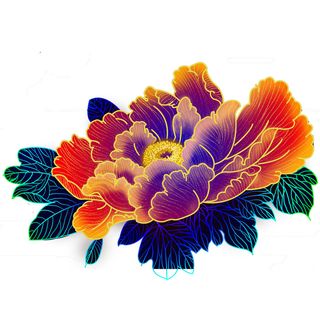 手绘国潮中国风古典牡丹花国花花卉装饰图案PSD设计素材