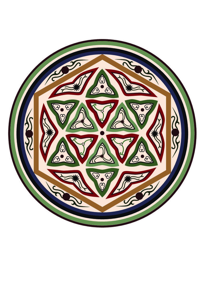 复古中式国潮风敦煌花纹装饰图案花卉藻井肌理圆形边框素材ai矢量模版下载