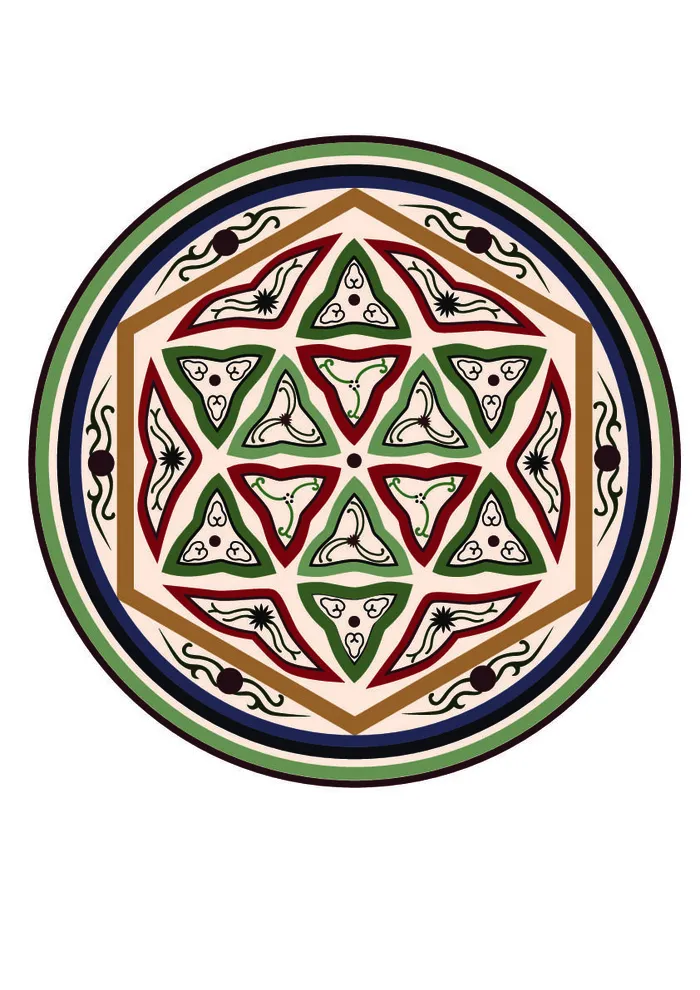 复古中式国潮风敦煌花纹装饰图案花卉藻井肌理圆形边框素材ai矢量模版下载