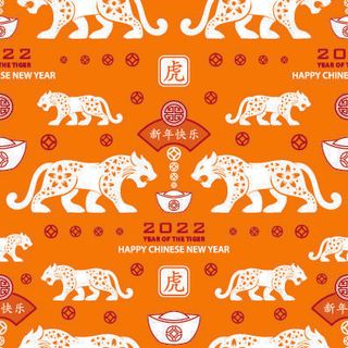 春节新年中国风虎年老虎元素平铺背景大图插画AI矢量设计素材