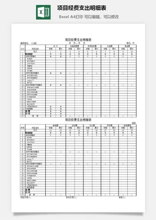 项目经费支出明细表excel模板